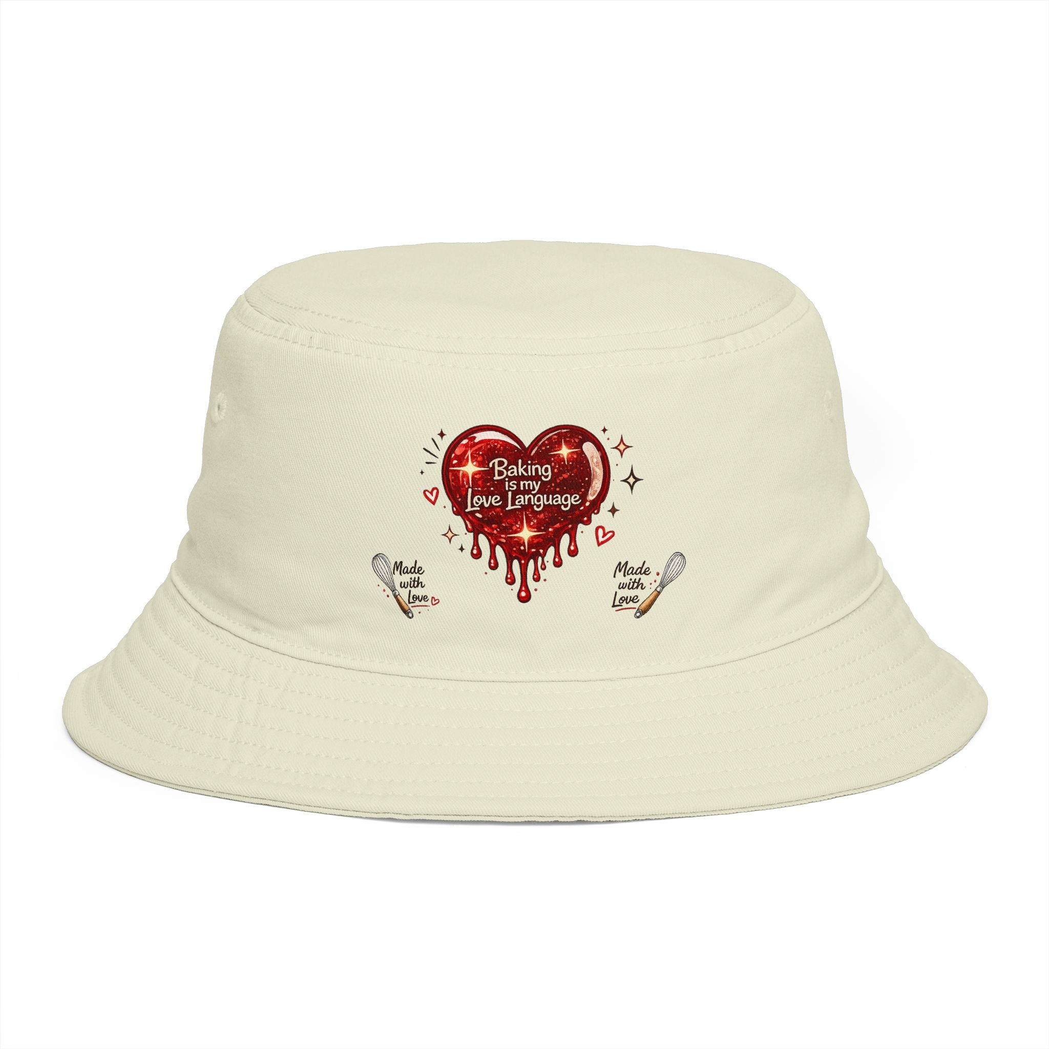 Bucket Hat — “Baking Is My Love Language” Dripping Heart Graphic