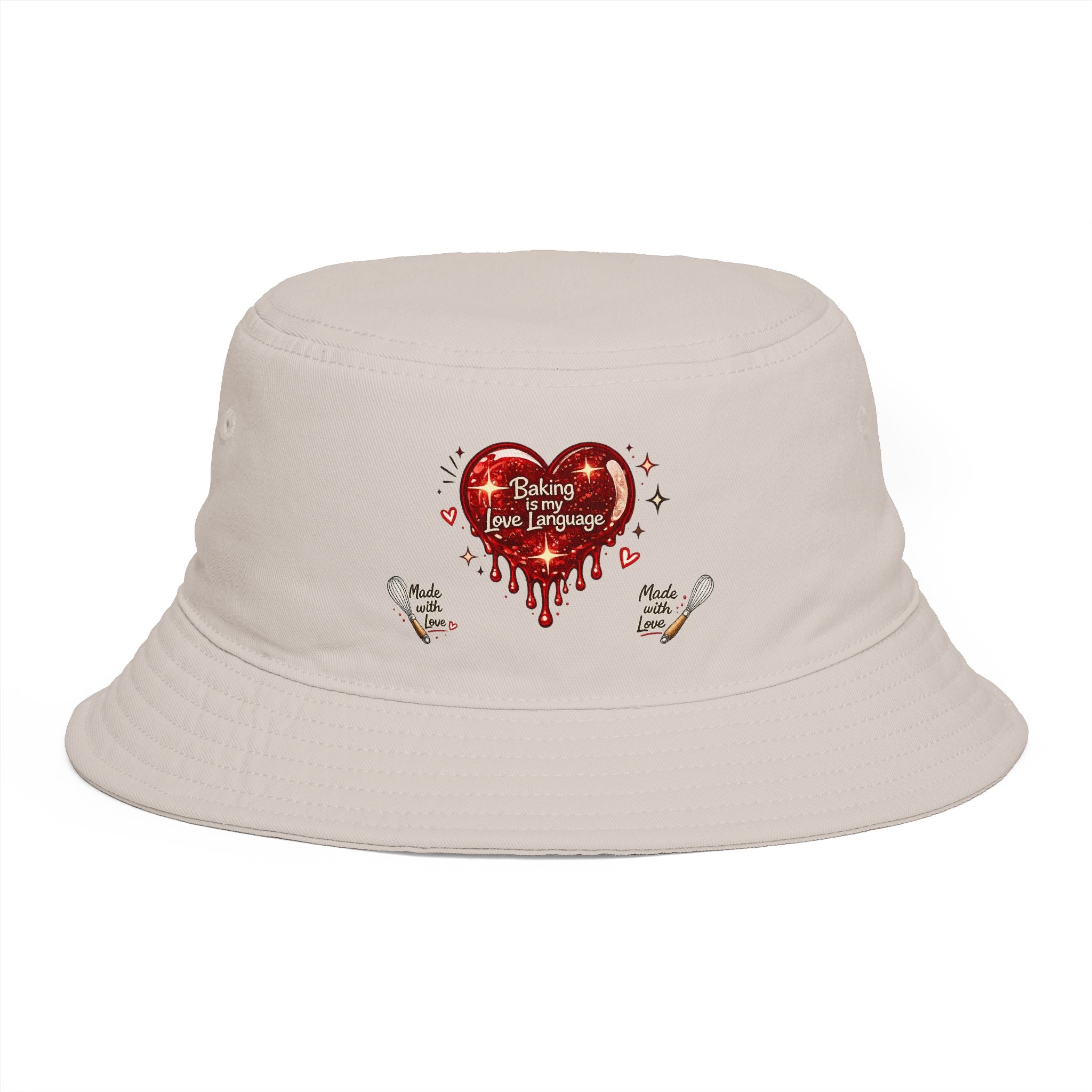 Bucket Hat — “Baking Is My Love Language” Dripping Heart Graphic