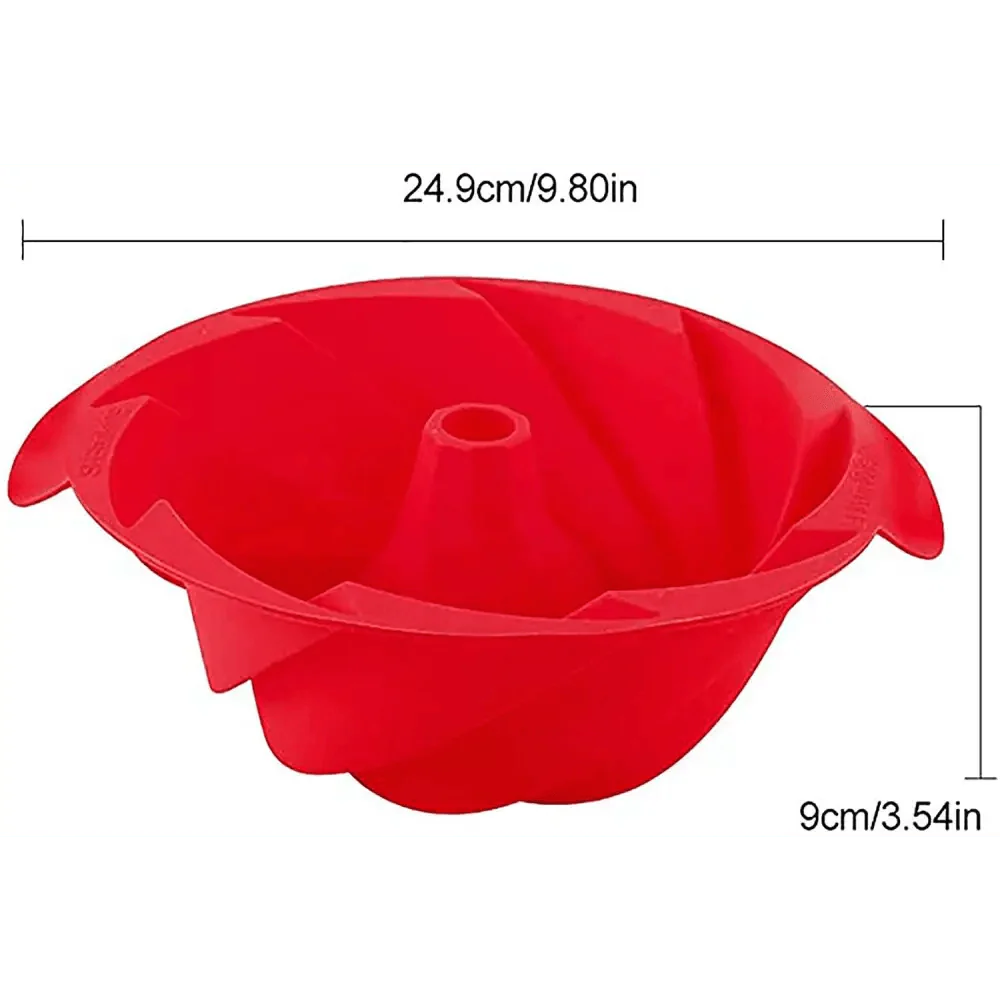 2PCS New Luxury Large Spiral shape silicone Bundt Cake Pan 10- inch, Bread Bakeware Mold baking Tools Cyclone Shape Cake Mould  Baking Tool