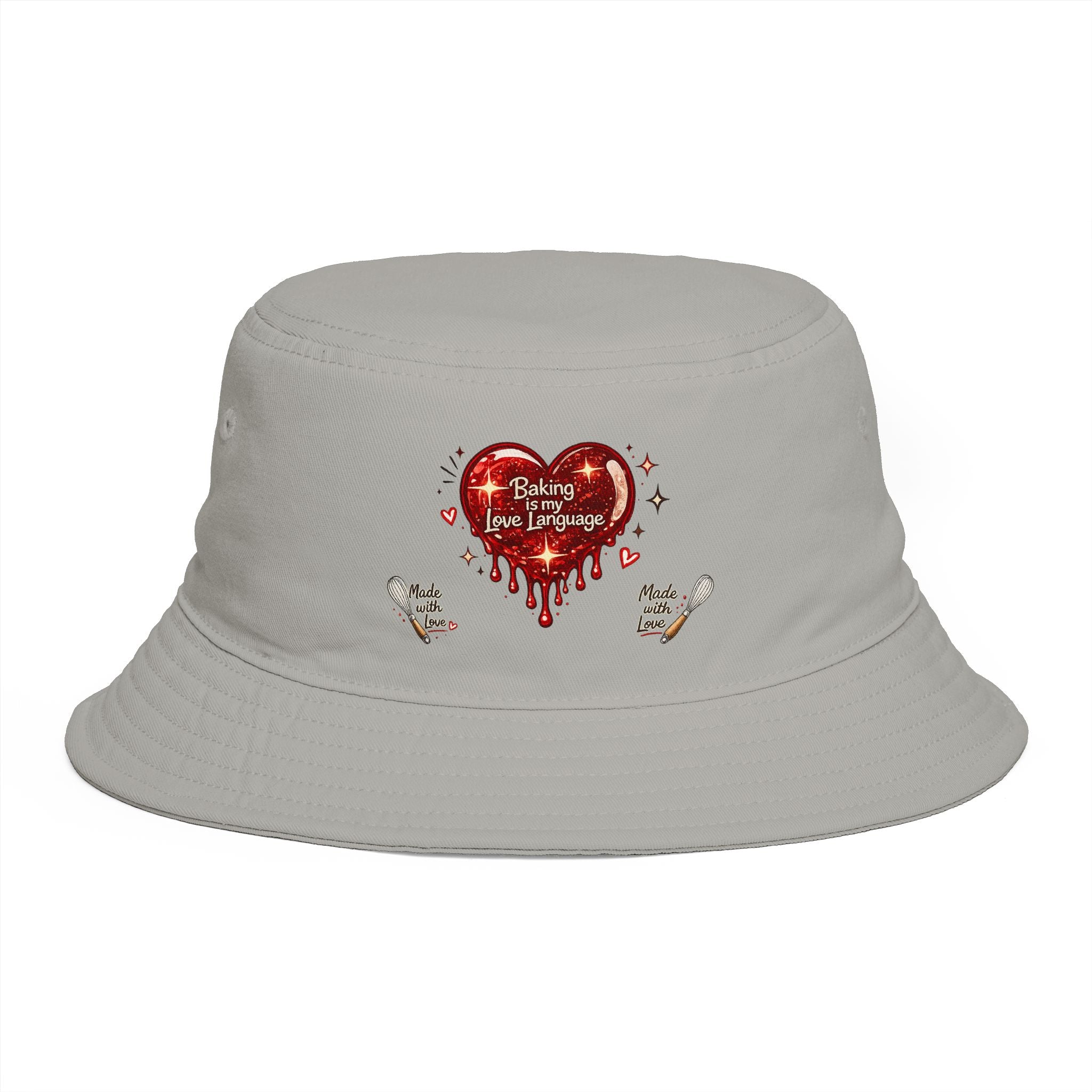 Bucket Hat — “Baking Is My Love Language” Dripping Heart Graphic